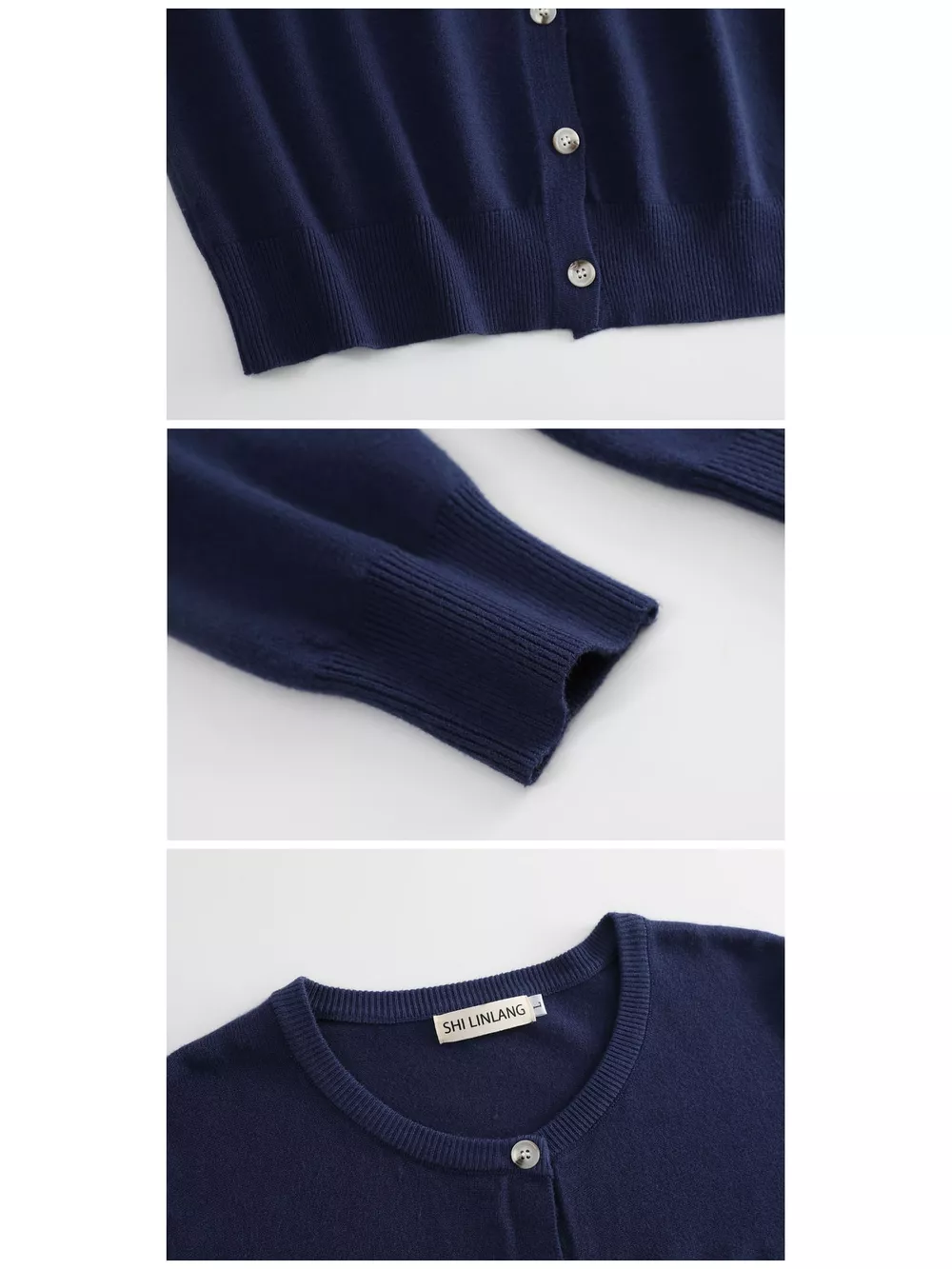 Plus Size Crew Neck Button-Down Knit Cardigan, image 16