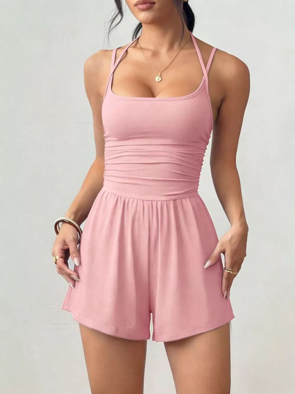 Ruched Spaghetti Strap Romper, image 26