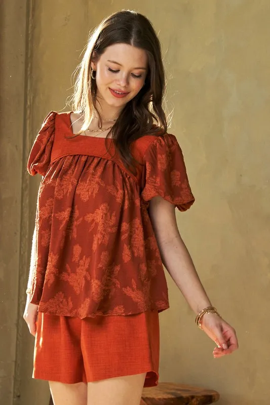 Nature Printed Square Neck Puff Sleeve Blouse, image 7