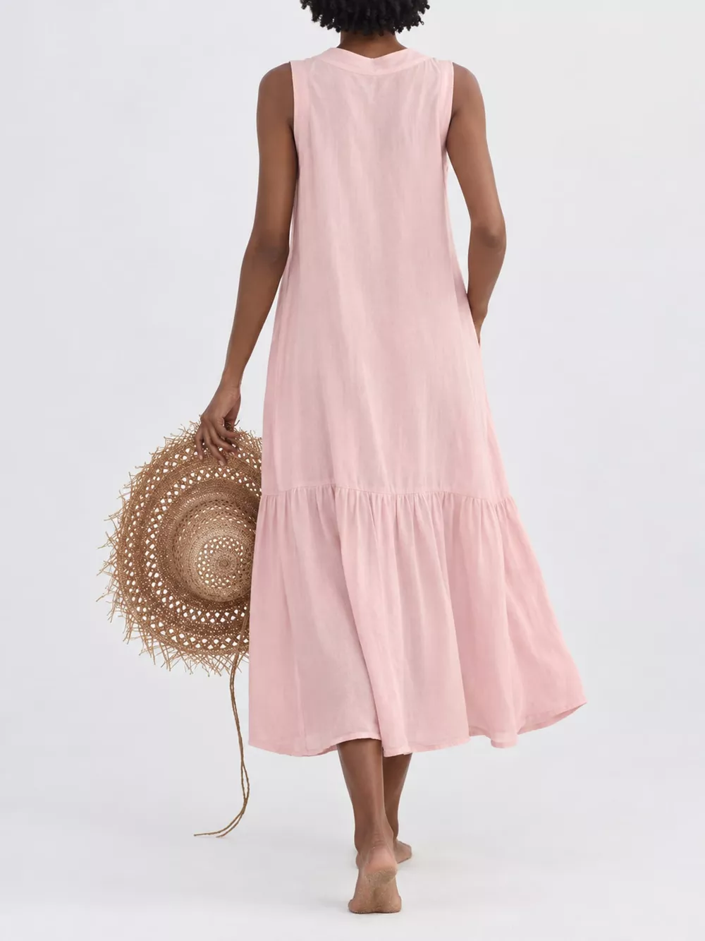 Full Size V-Neck Button Front Sleeveless Midi Dress Plus Size, image 23