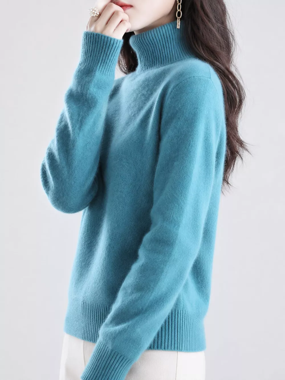 Full Size Turtleneck Long Sleeve Sweater Plus Size, image 50