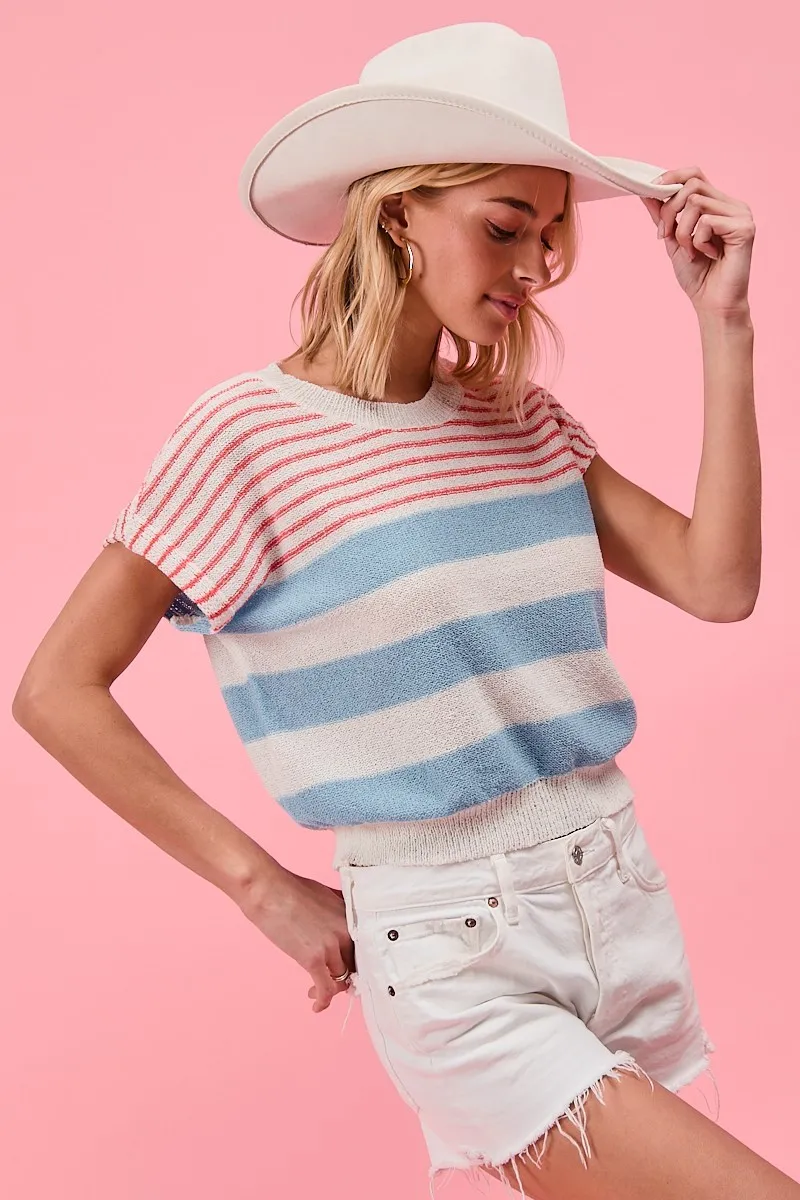 Stripes Lightweight Short Sleeve Sweater, image 6