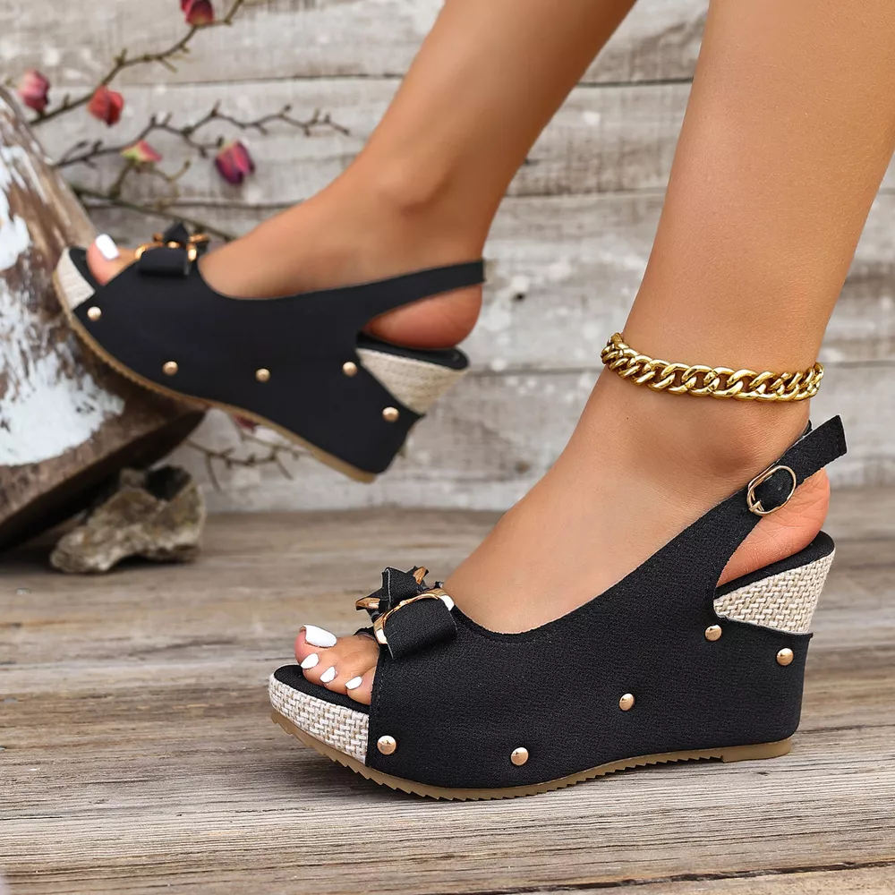 Peep Toe Wedge Sandals, image 4