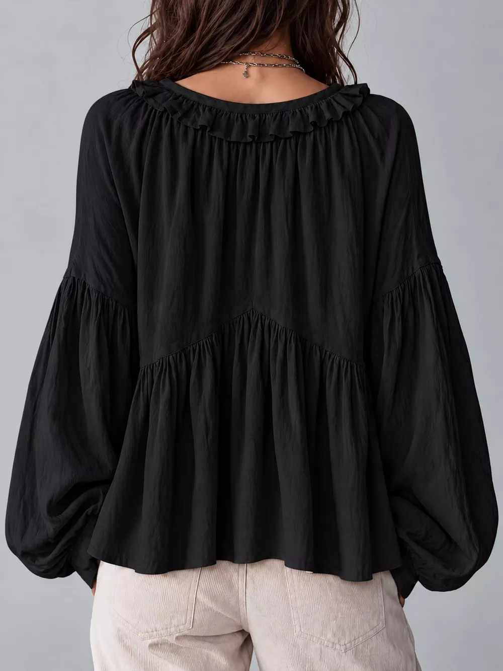 Ruffled V-Neck Blouse, image 32