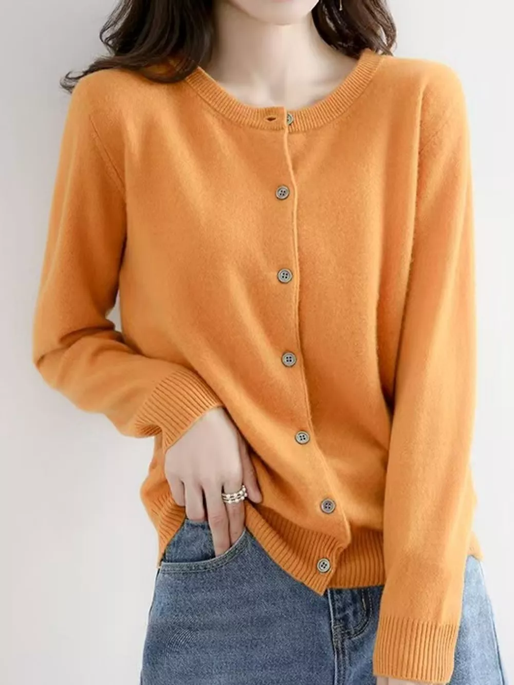 Crew-Neck Button-Down Cardigan, image 59