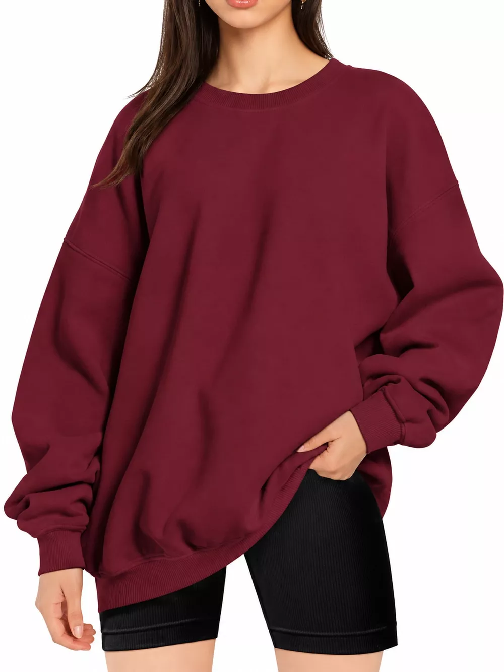 Full Size Crew Neck Dropped Shoulder Sweatshirt Plus Size, image 32