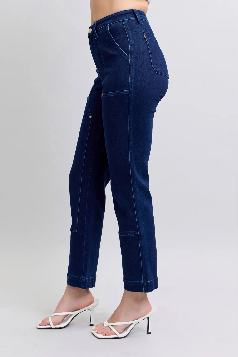 Full Size Hw Work Wear Knee Patch Straight Jeans Plus Size, image 8