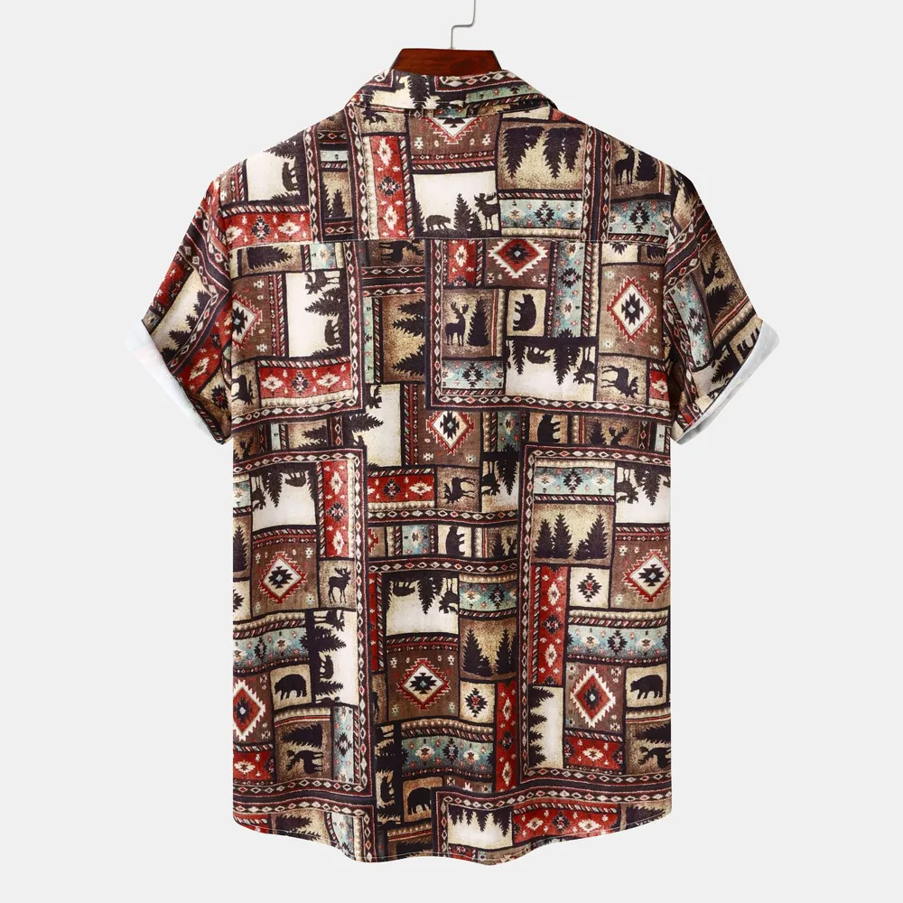 Men's Plus Size Printed Short Sleeve Casual Shirt, image 2