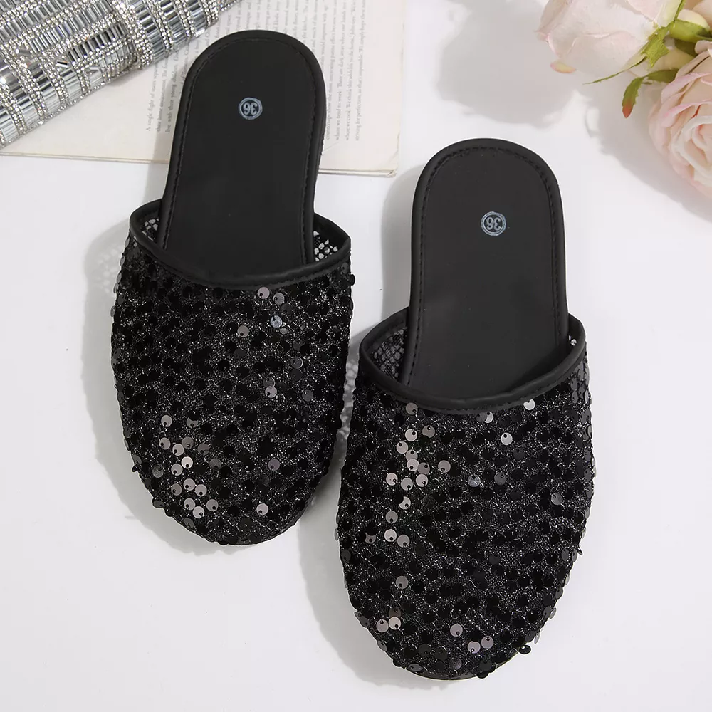 Round Toe Sequin Sandals, image 6