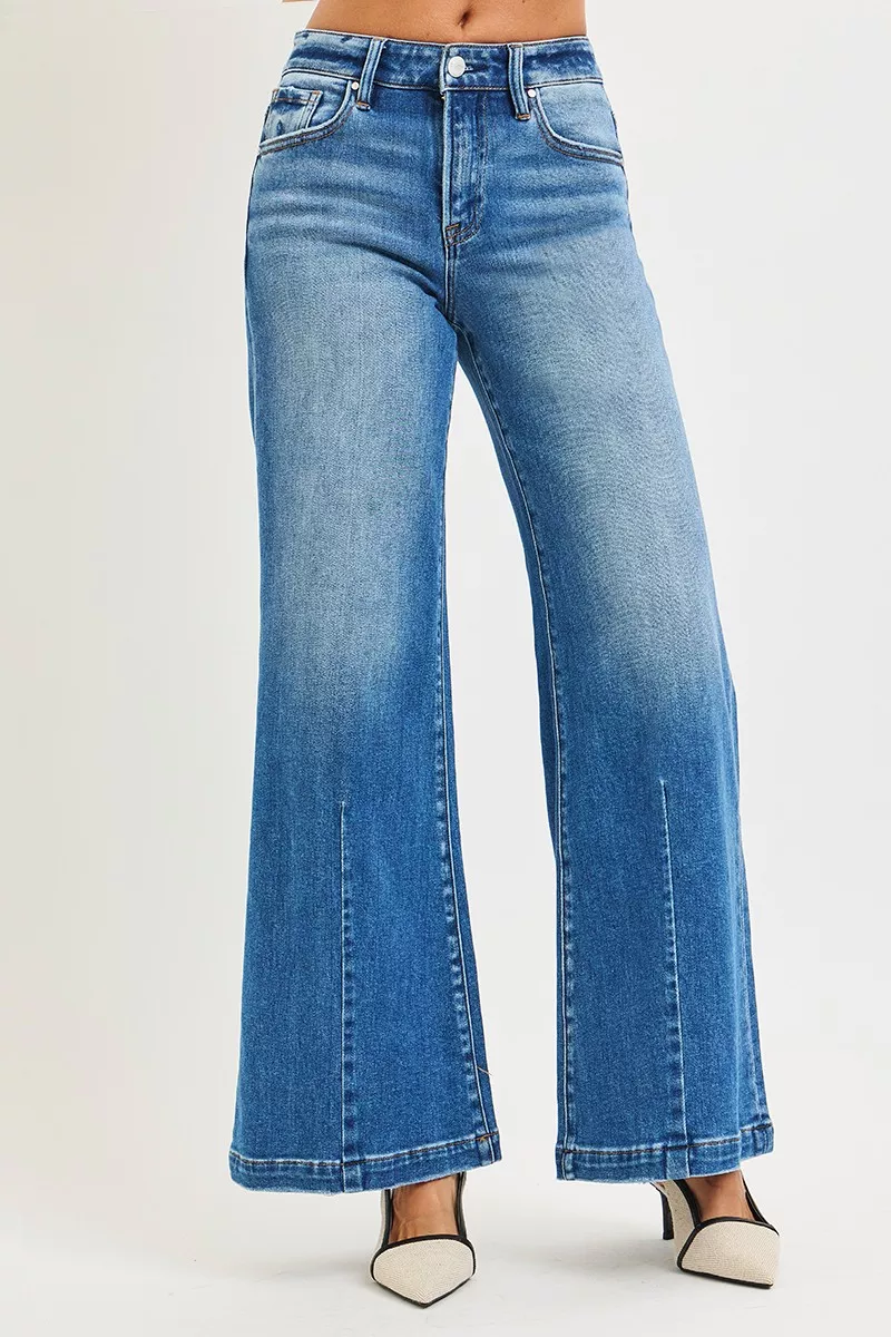 Full Size Mid Rise Wide Leg Jeans with Flared Look Plus Size, image 6