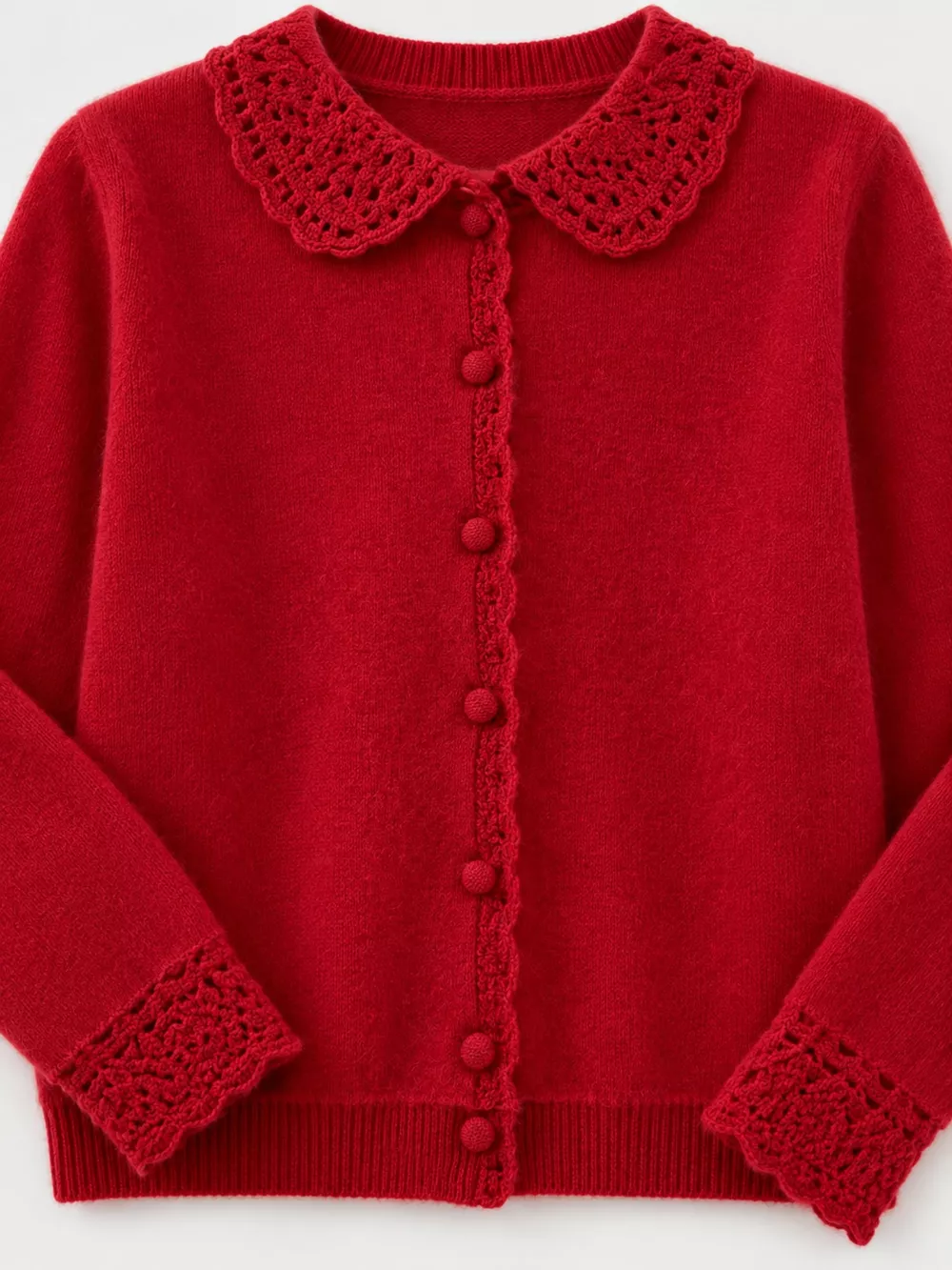 Lace-Collar Button Down Knit Cardigan, image 33