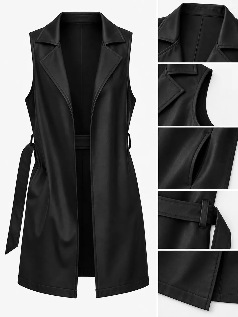 Tie Waist Longline Vest Coat, image 36