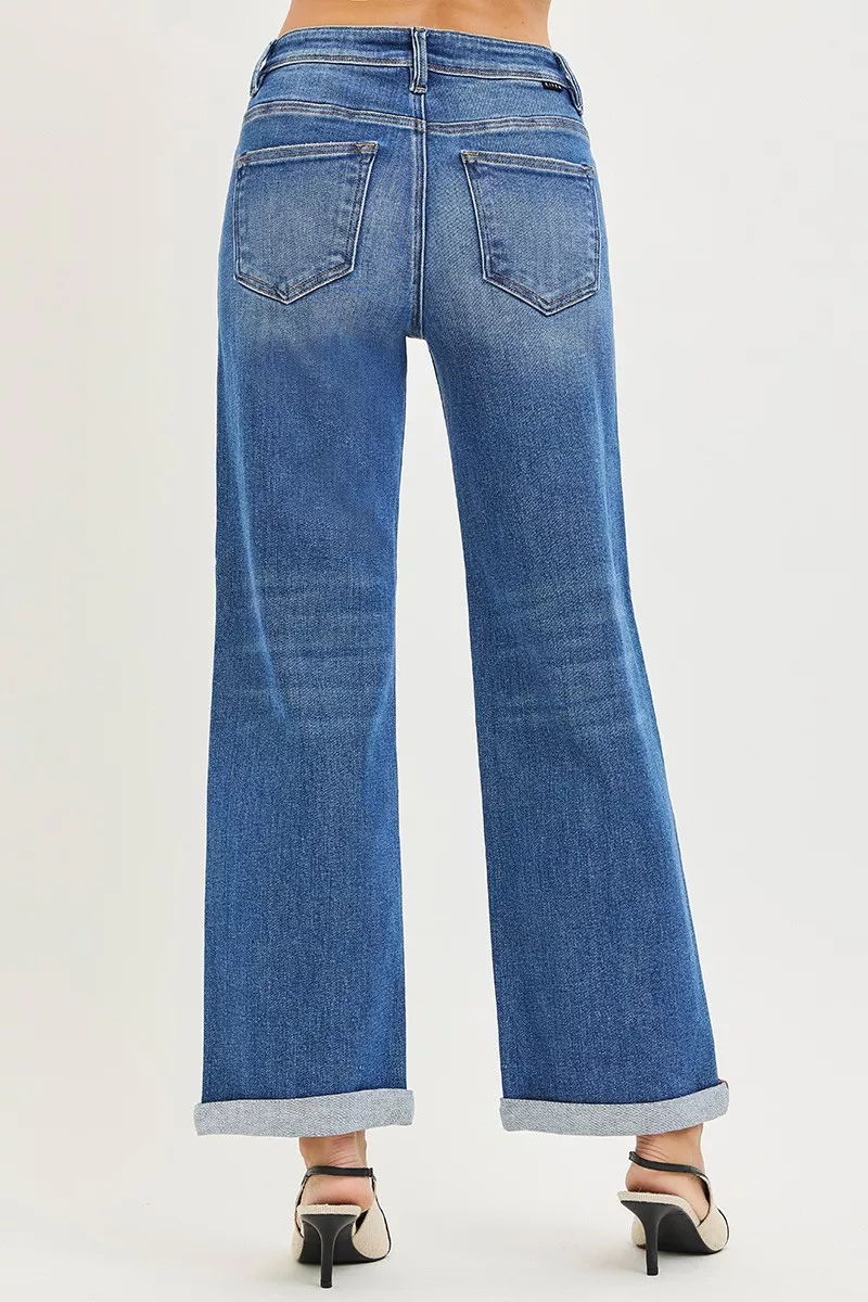 Full Size High Rise Relaxed Fit Ankle Straight Cuff Jeans Plus Size, image 6