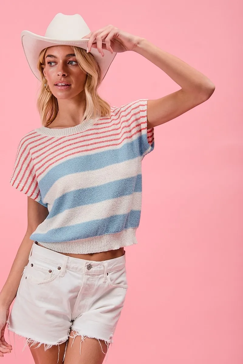 Stripes Lightweight Short Sleeve Sweater, image 7
