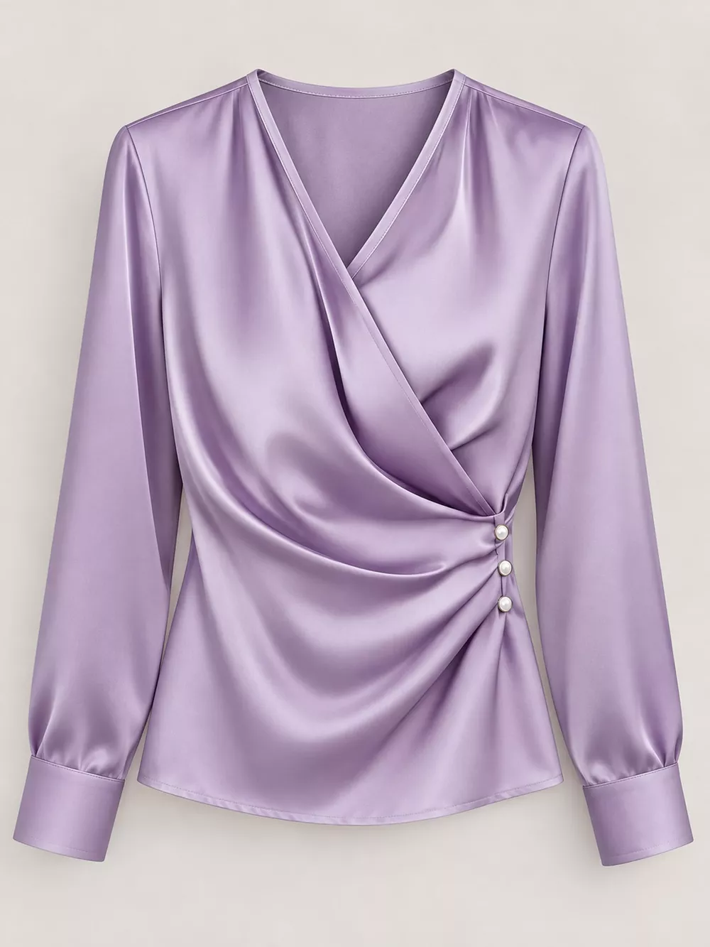 Satin Surplice Long Sleeve Blouse, image 29