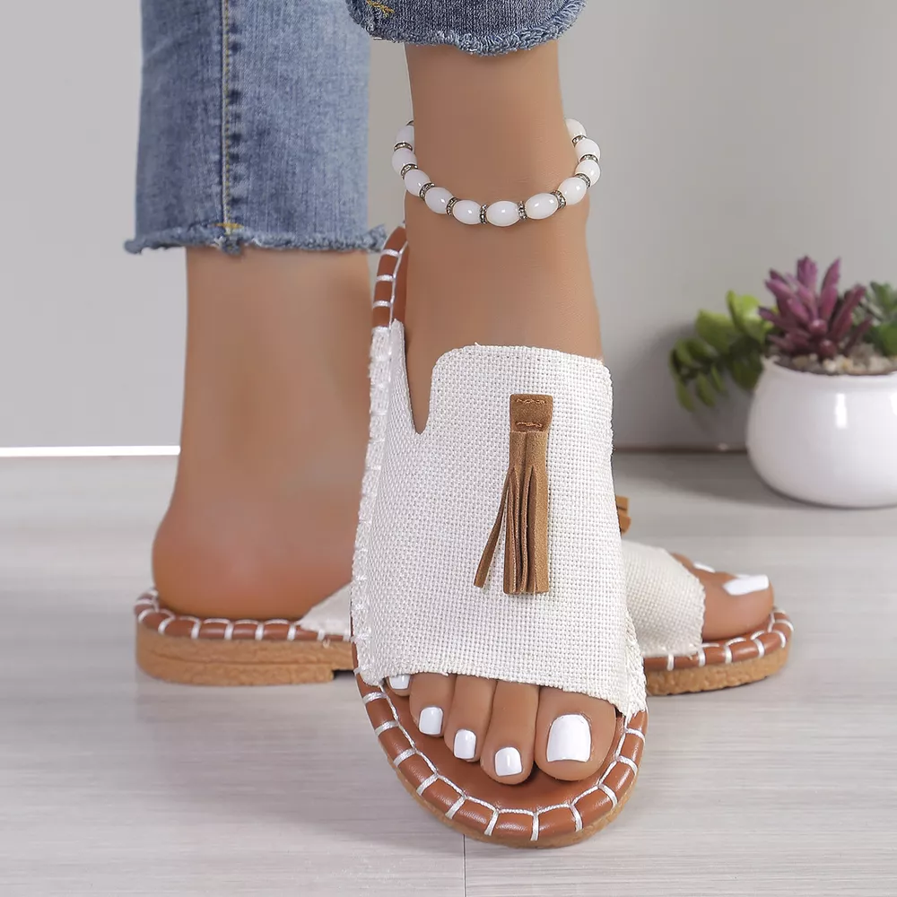 Tassel Detail Open Toe Sandals, image 3