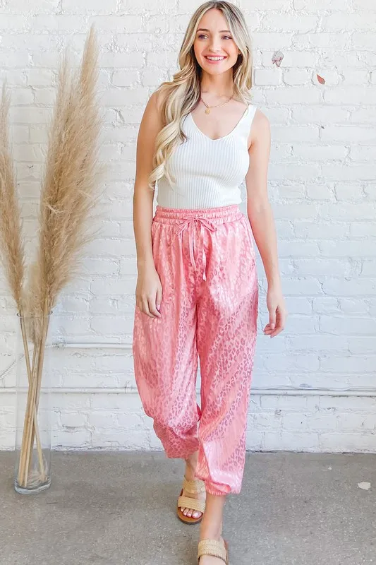 Satin Leopard Print Joggers, image 5