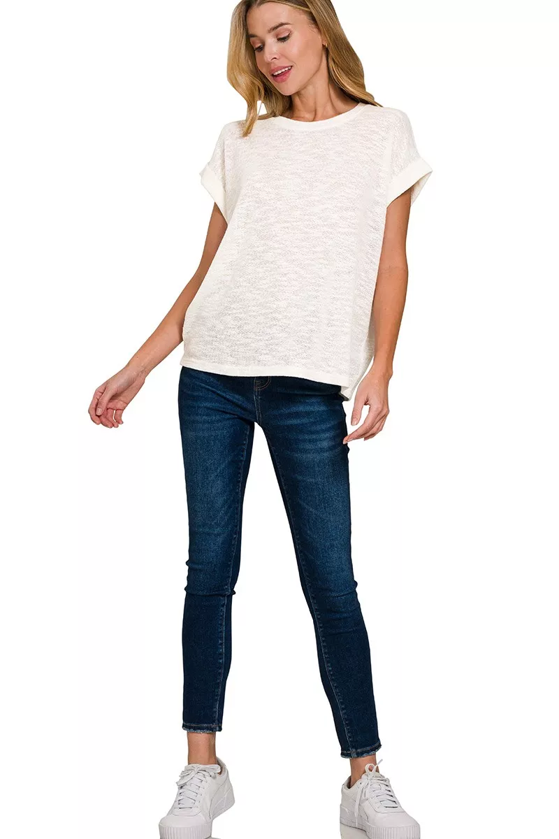 Hacci Slub Rolled Up Sleeve Tee, image 3