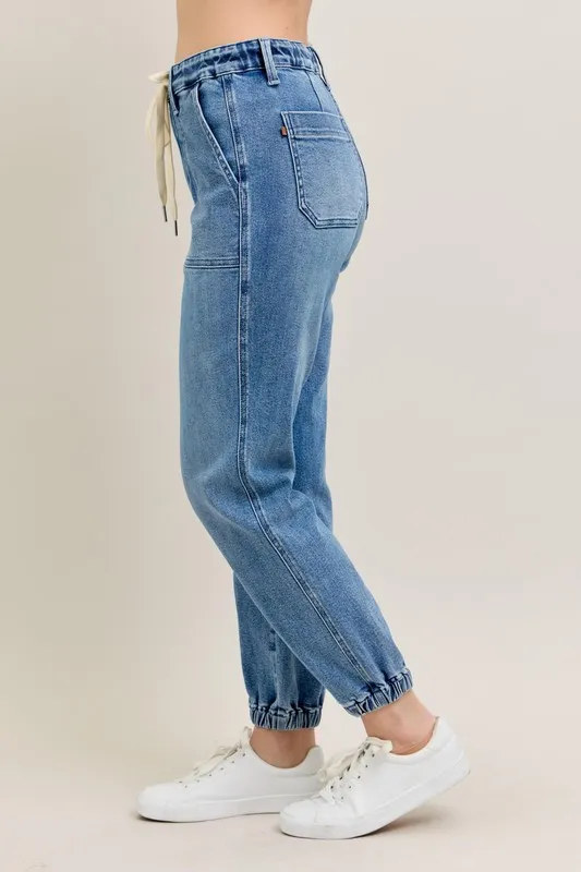 Full Size High Waist Denim Jogger Plus Size, image 13