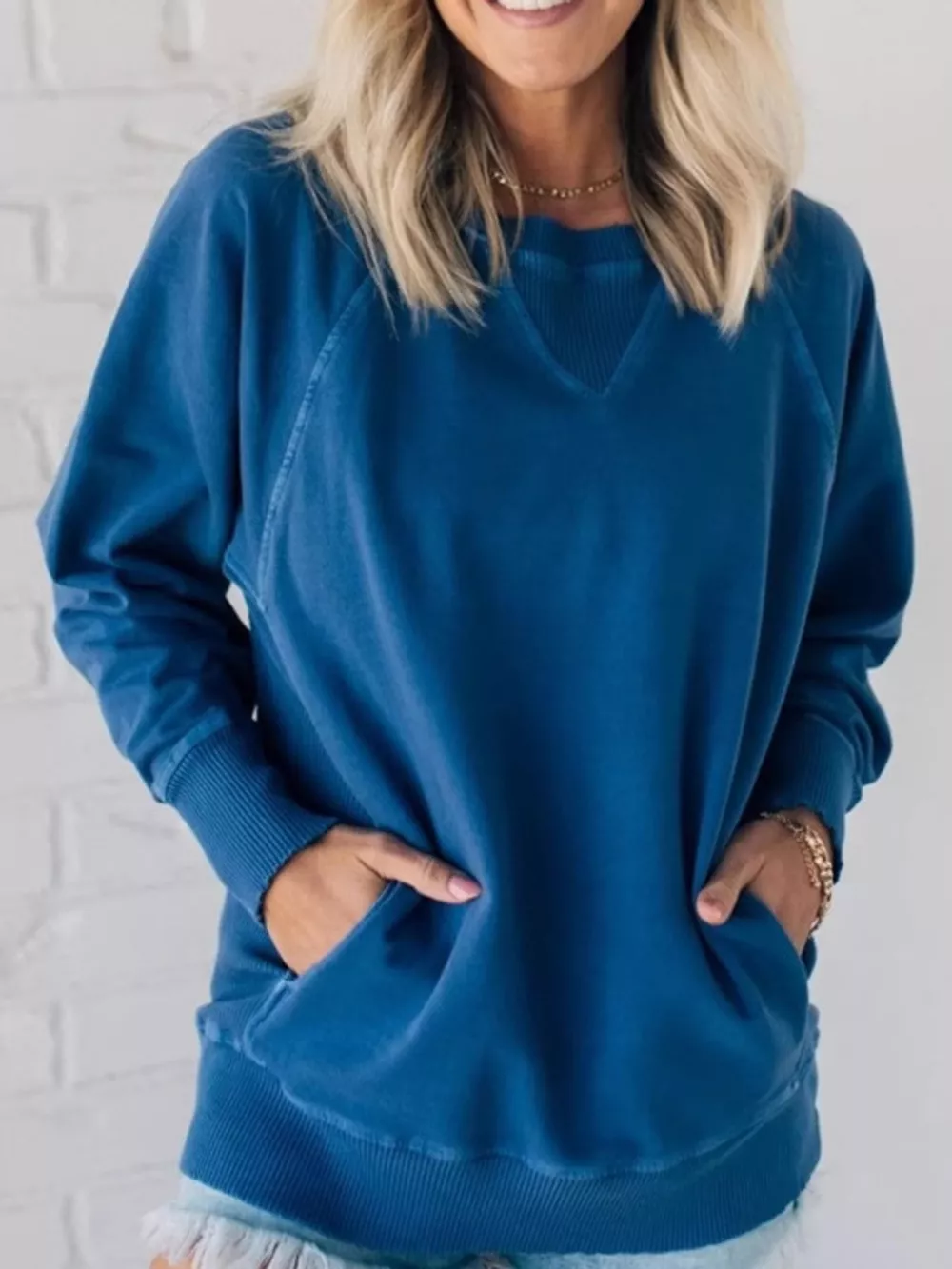 Crew Neck Raglan Sleeve Sweatshirt, image 11