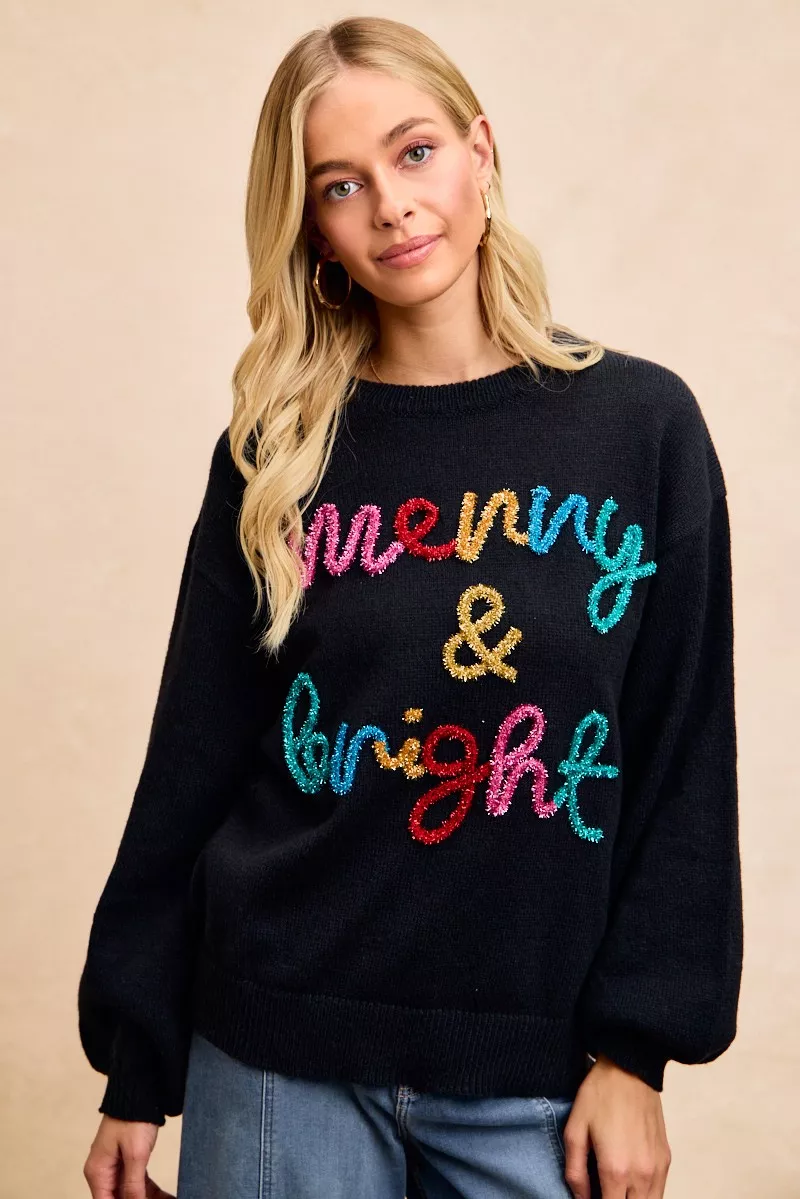 Tinsel Lettering Christmas Sweater, image 5