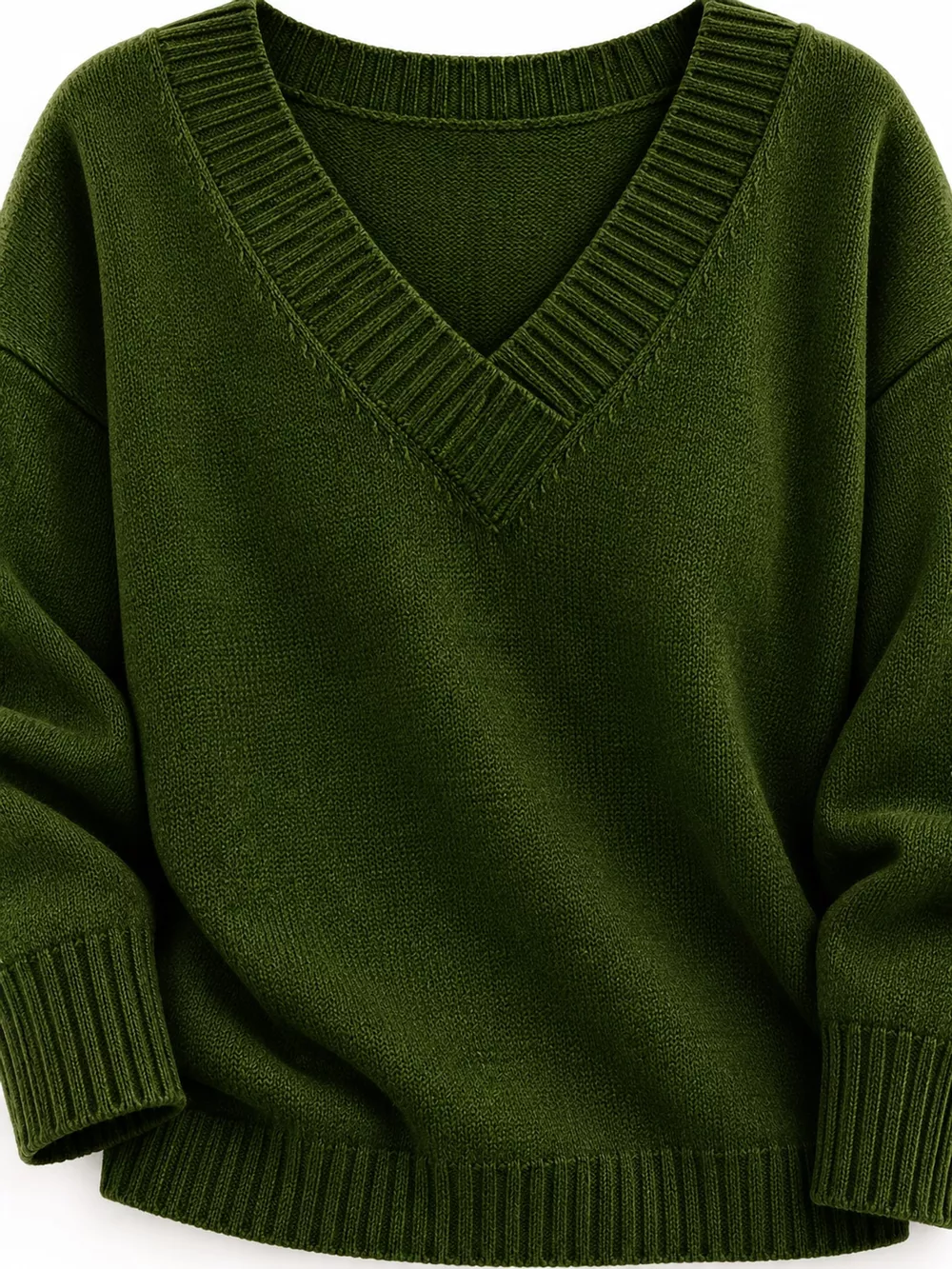 Full Size V-Neck Dropped Shoulder Sweater Plus Size, image 74
