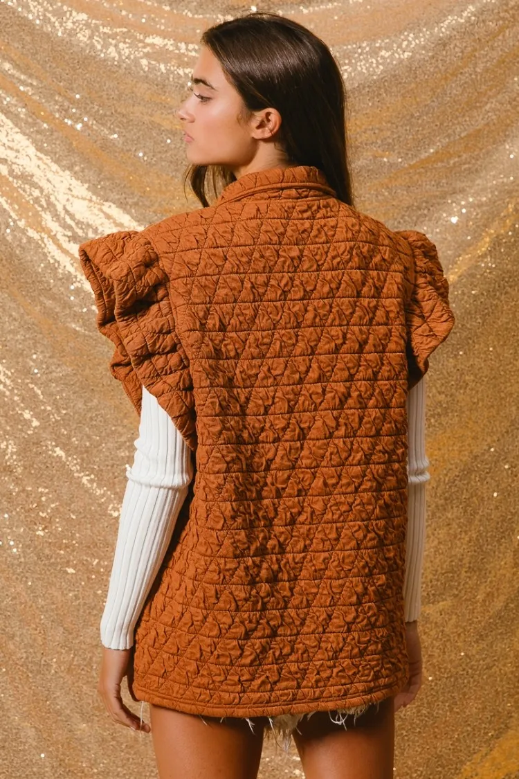 Quilting Knit Ruffle Sleeve Vest, image 10