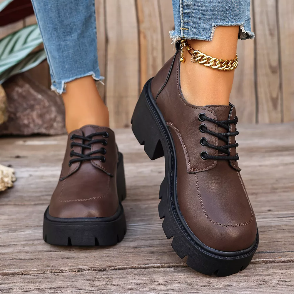 Chunky Platform Lace-Up Oxford Sneakers, image 2