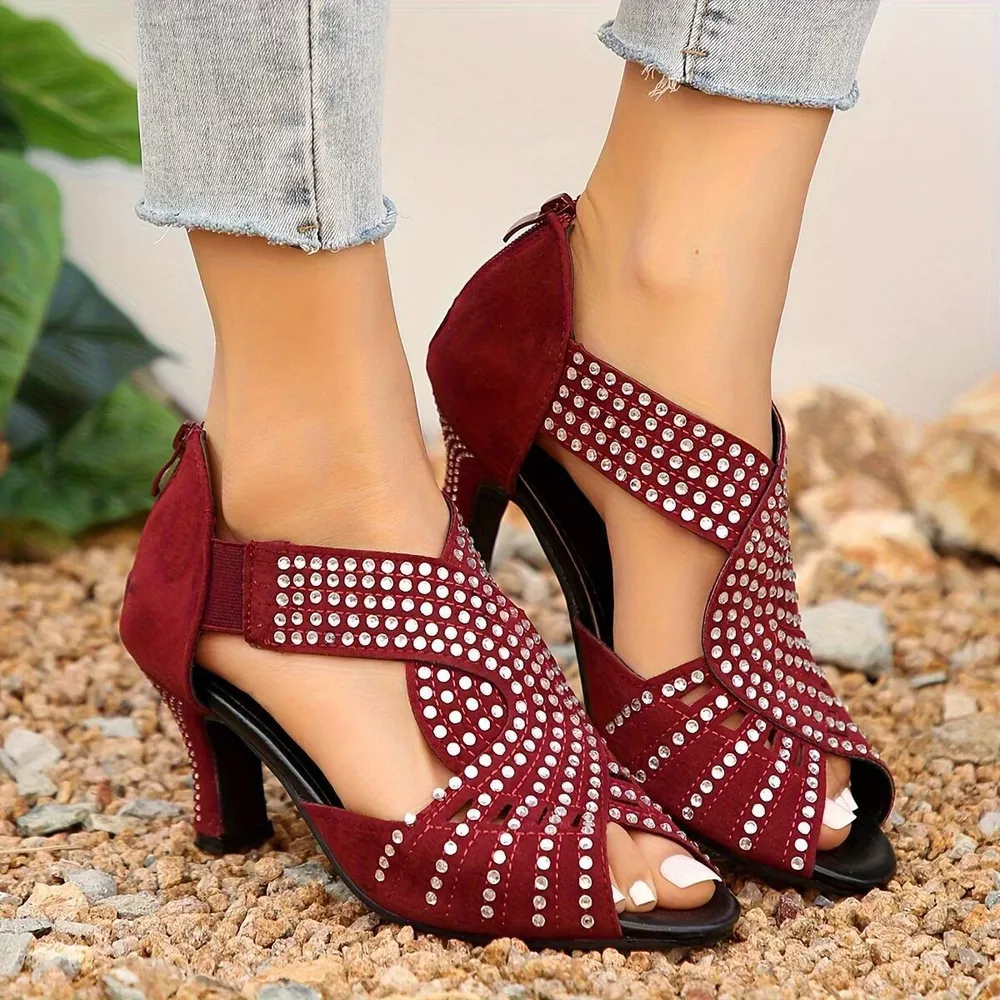 Peep Toe Block Heels Sandals, image 5
