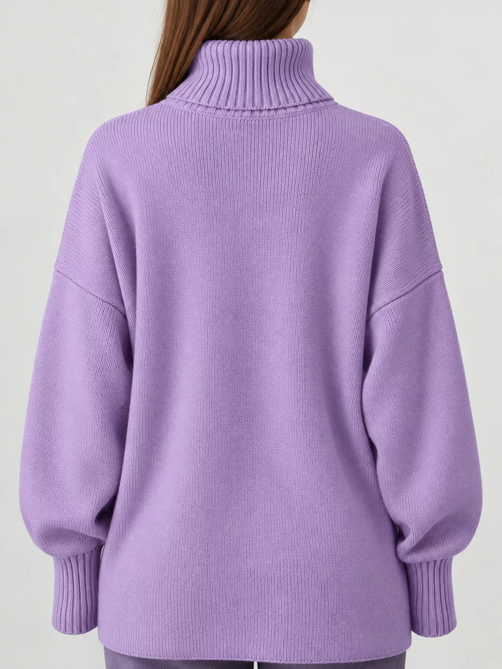 Oversized Turtleneck Dropped Shoulder Sweater, image 47