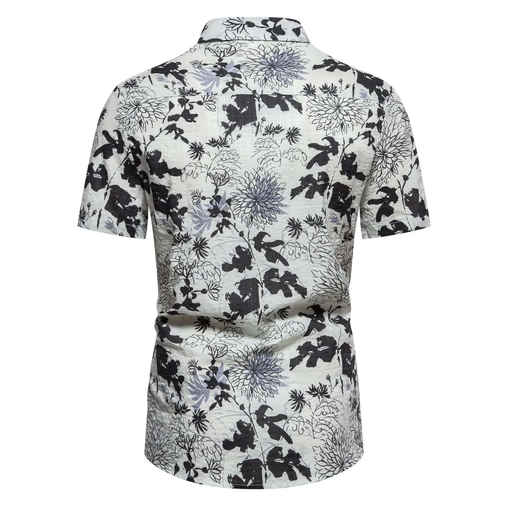 Men's Plus Size Floral Print Short Sleeve Button Down Shirt, image 6