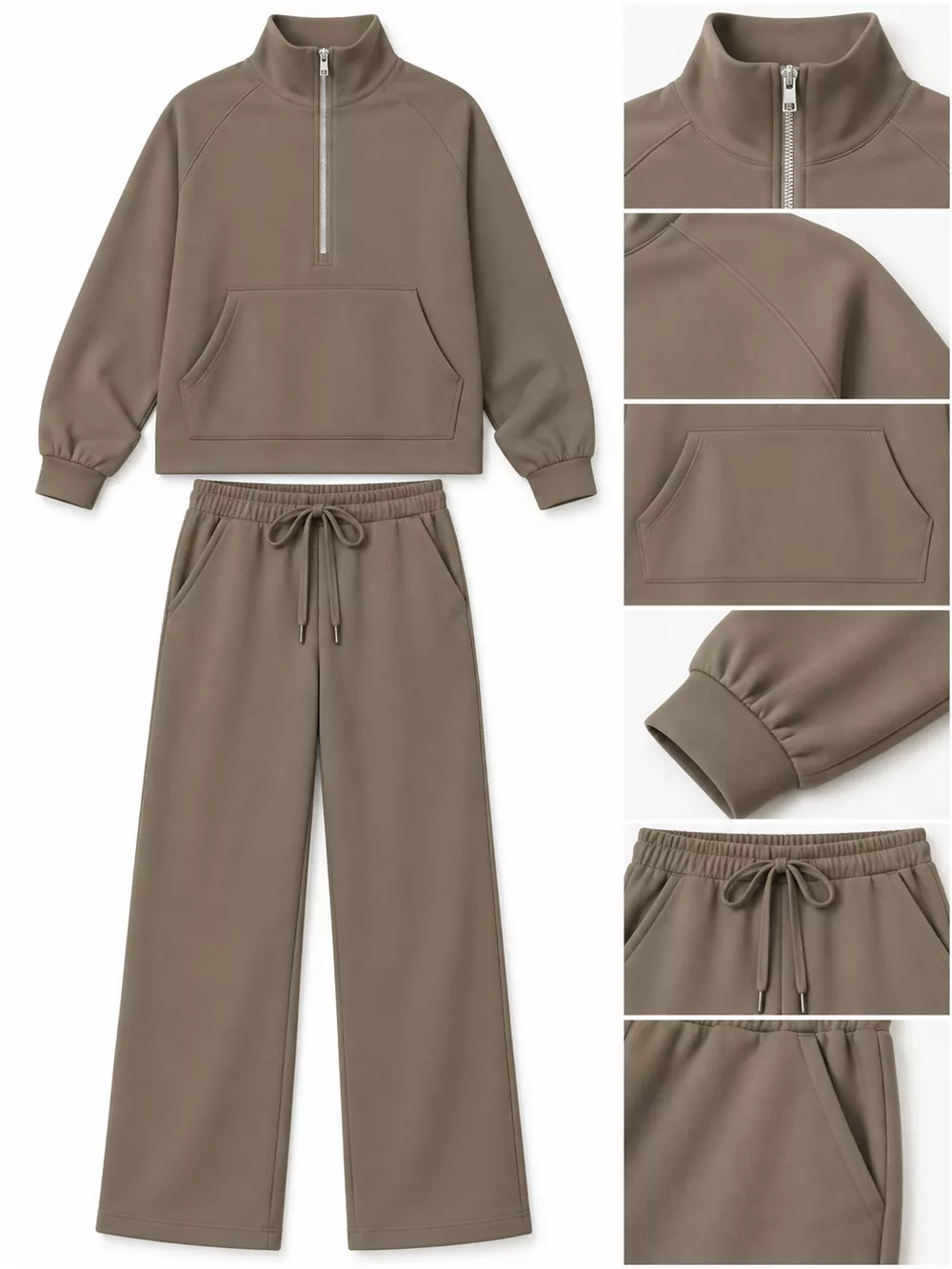 Half-Zip Sweatshirt and Wide-Leg Pants Set, image 20