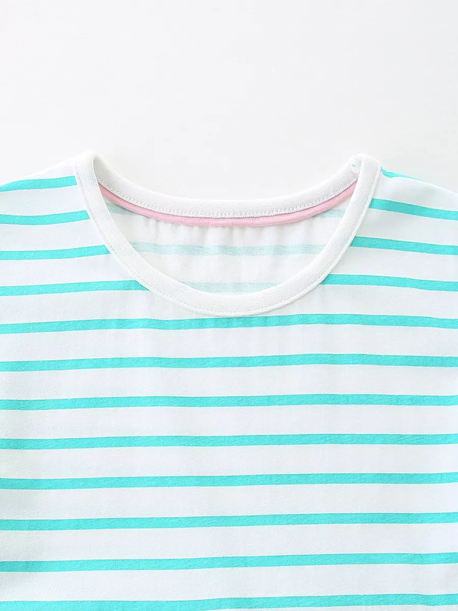 Children's Striped Turtle and Fish Embroidered Dress, image 3