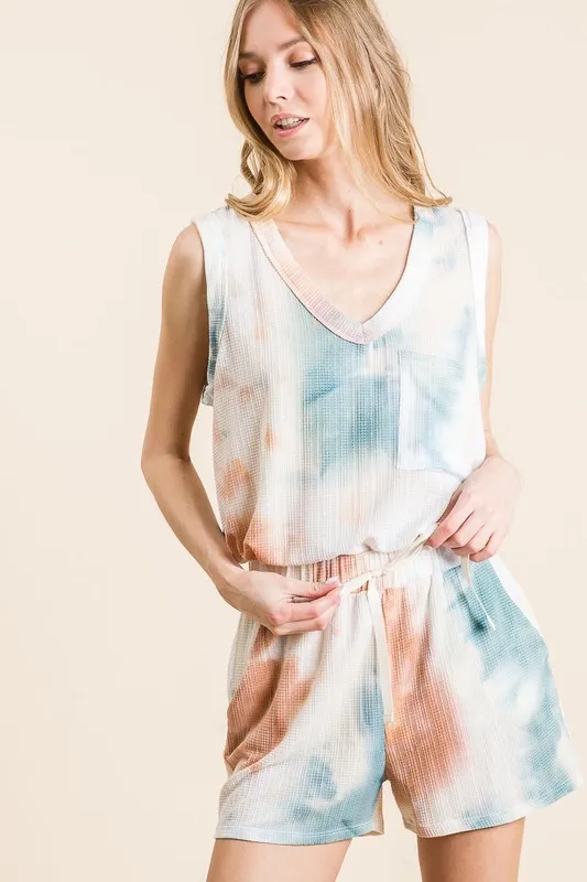 Tie Dye Textured Knit Top and Shorts Set, image 7