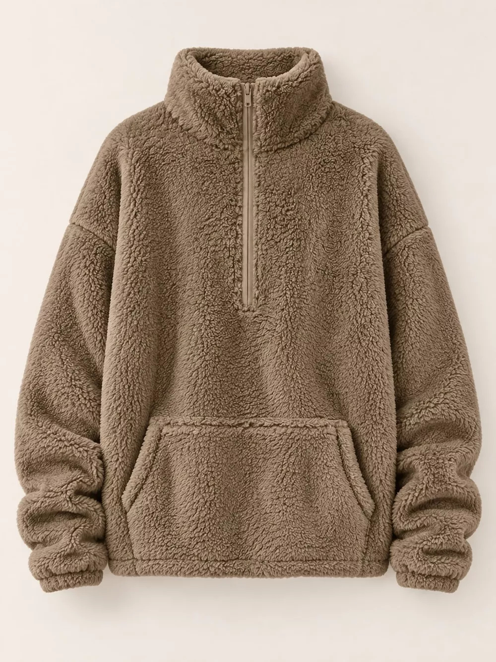 Full Size Sherpa Quarter-Zip Turtleneck Sweatshirt Plus Size, image 19