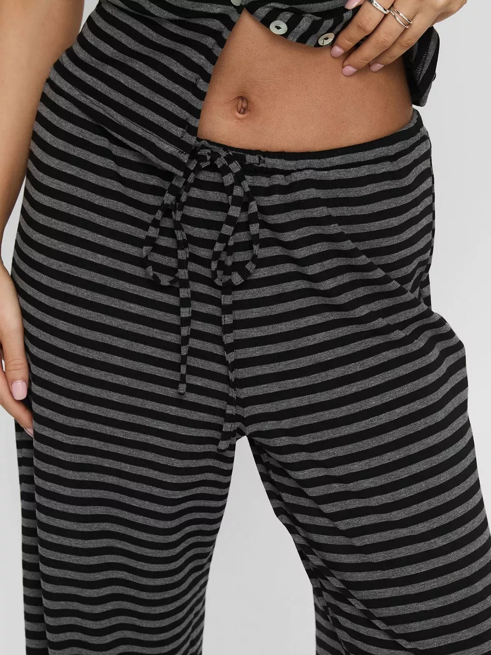 Striped Button-Down Top and Wide-Leg Pants Set, image 6