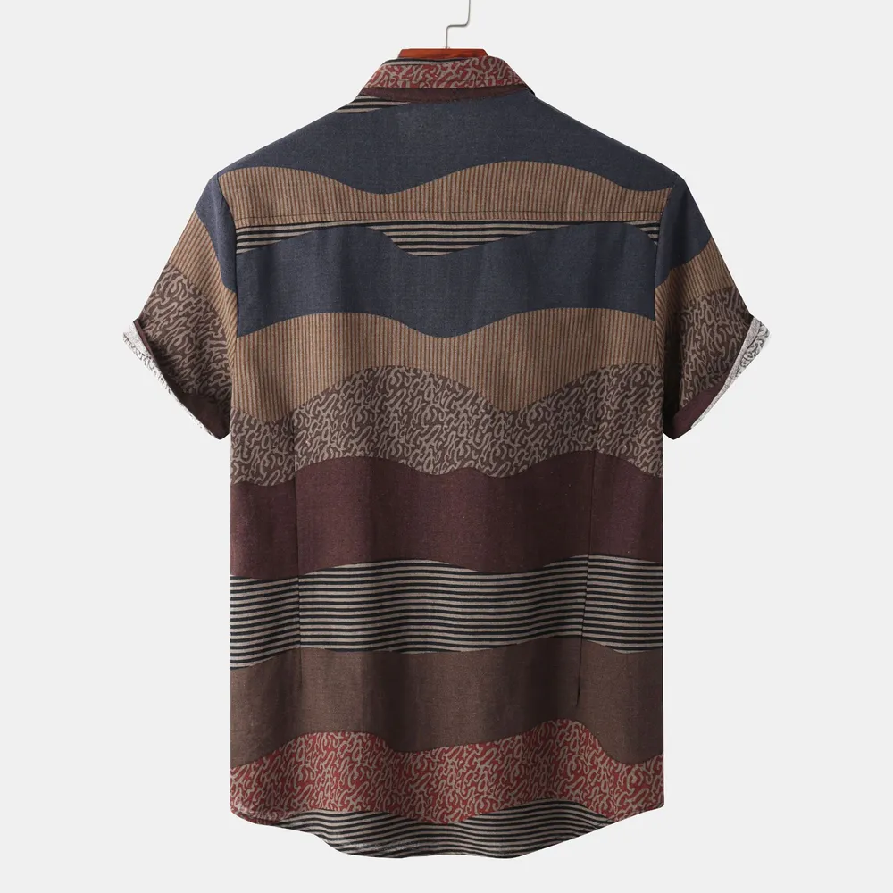 Men's Plus Size Color Block Short Sleeve Casual Shirt, image 4