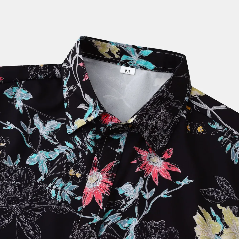 Men's Plus Size Floral Print Short Sleeve Button Down Casual Shirt, image 20