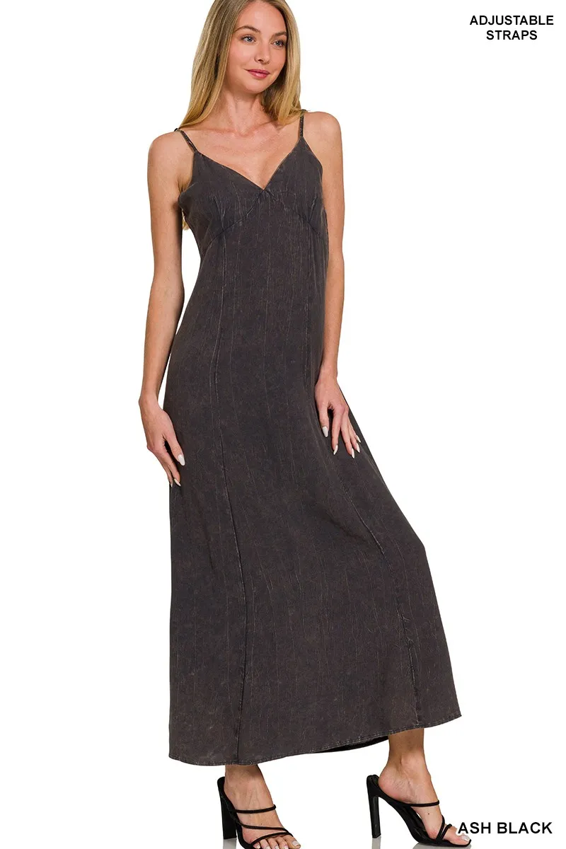 Mineral Washed Rayon Challis Cami Dress