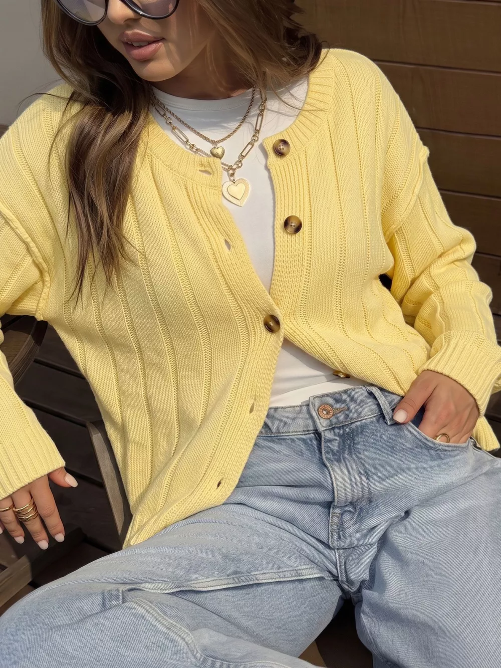 Button Up Dropped Shoulder Cardigan, image 3