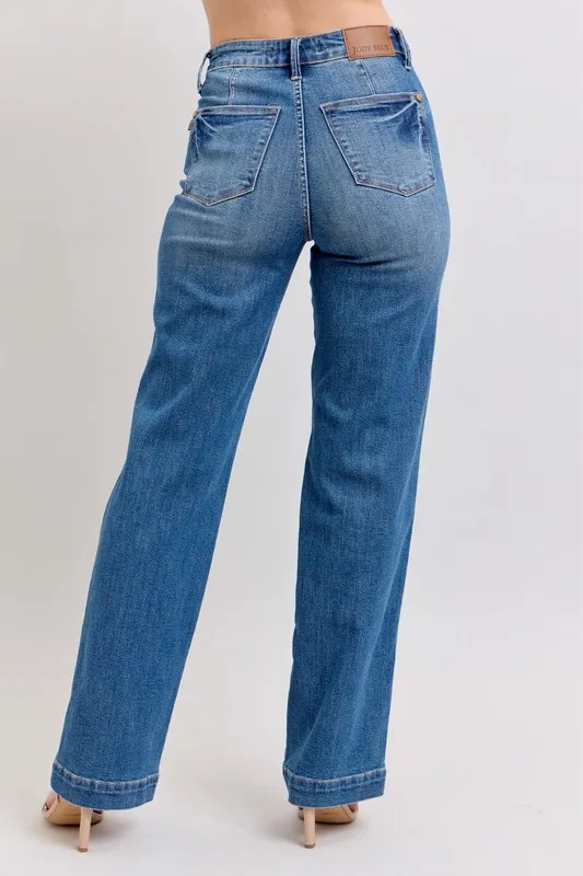 Full Size High Waist Contrast Thread Straight Plus Size, image 10