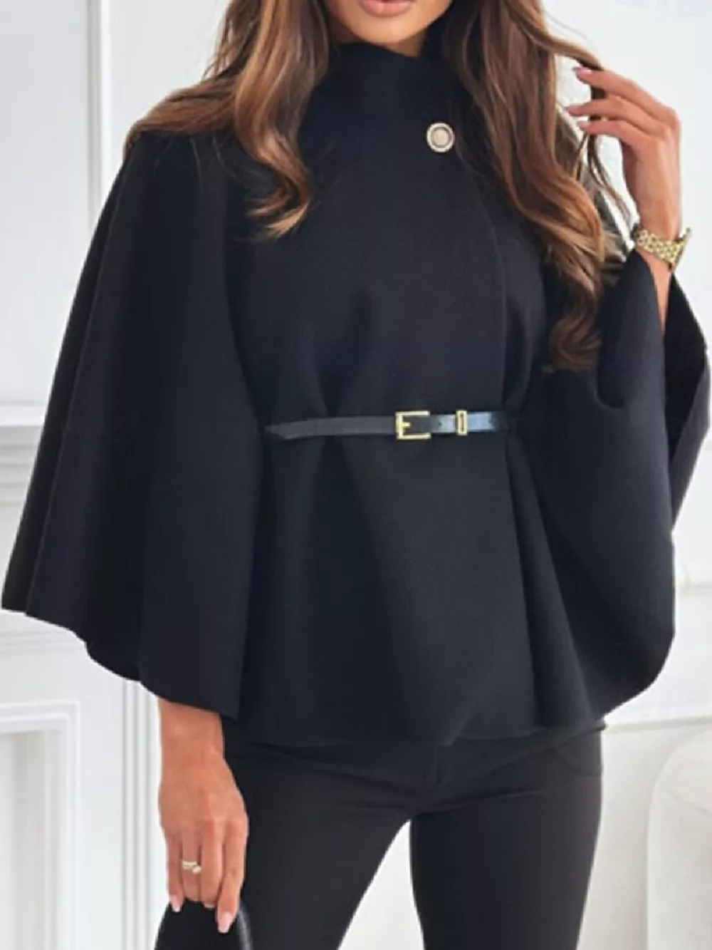 Mock Neck Cape Coat, image 2
