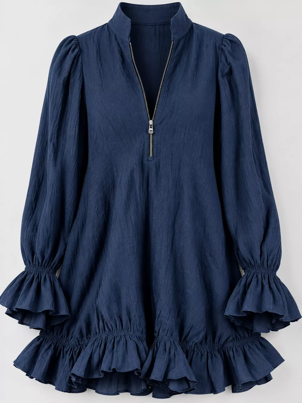 Zipper-Front Ruffle Hem Mini Dress, image 20