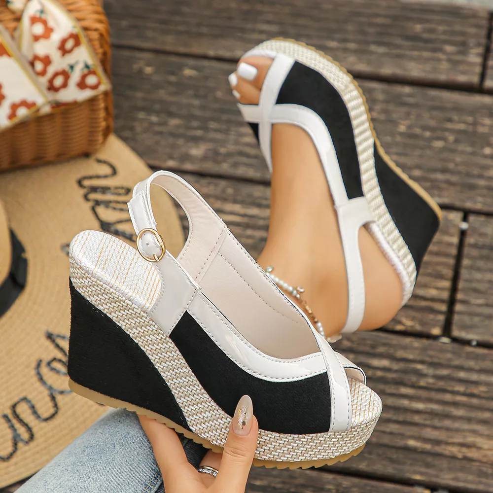Peep Toe Wedge Sandals, image 4