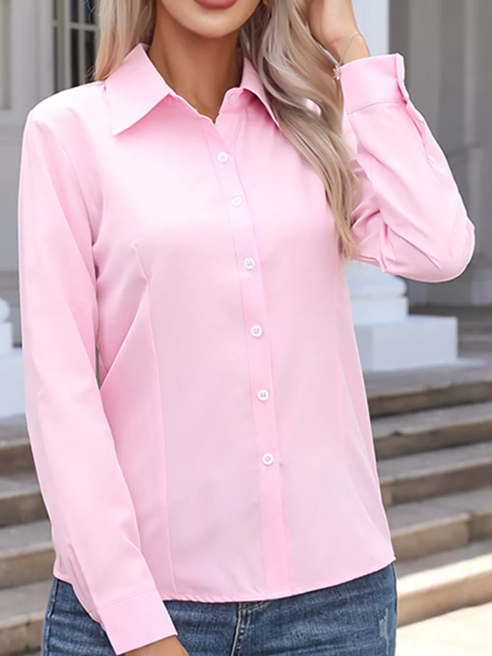 Full Size Button-Down Long Sleeve Shirt Plus Size, image 12
