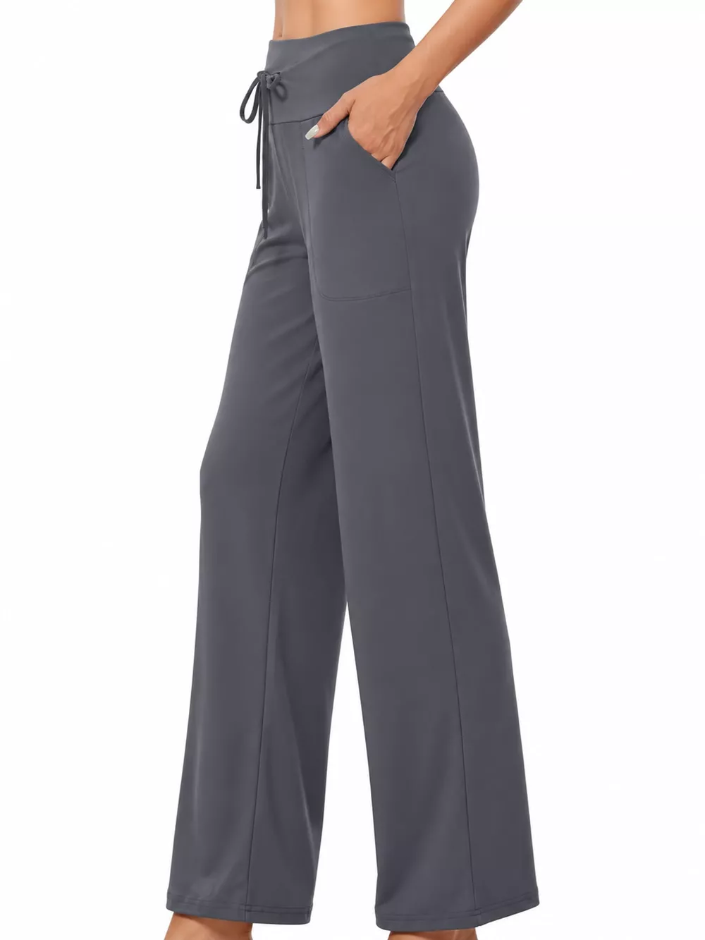 High-Waisted Wide-Leg Lounge Bottoms with Pockets, image 9