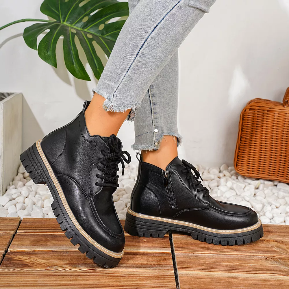 Chunky Lace-Up Combat Boots, image 6