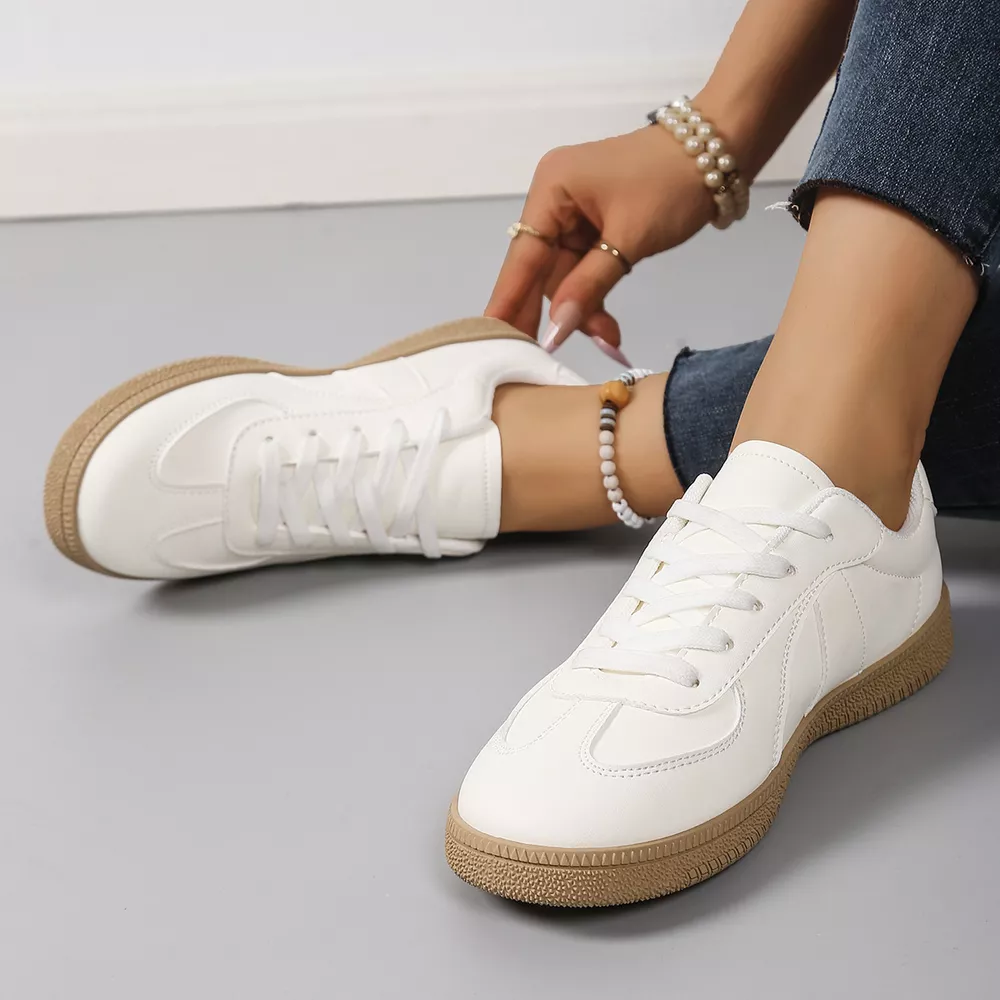 Round Toe Lace-Up Flats Sneakers, image 3