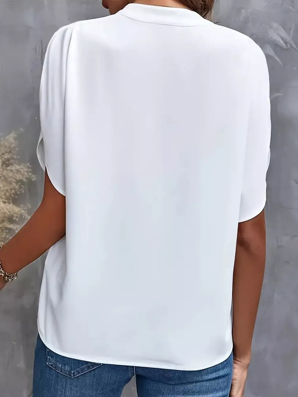 Notched Slit Short Sleeve Blouse, image 18