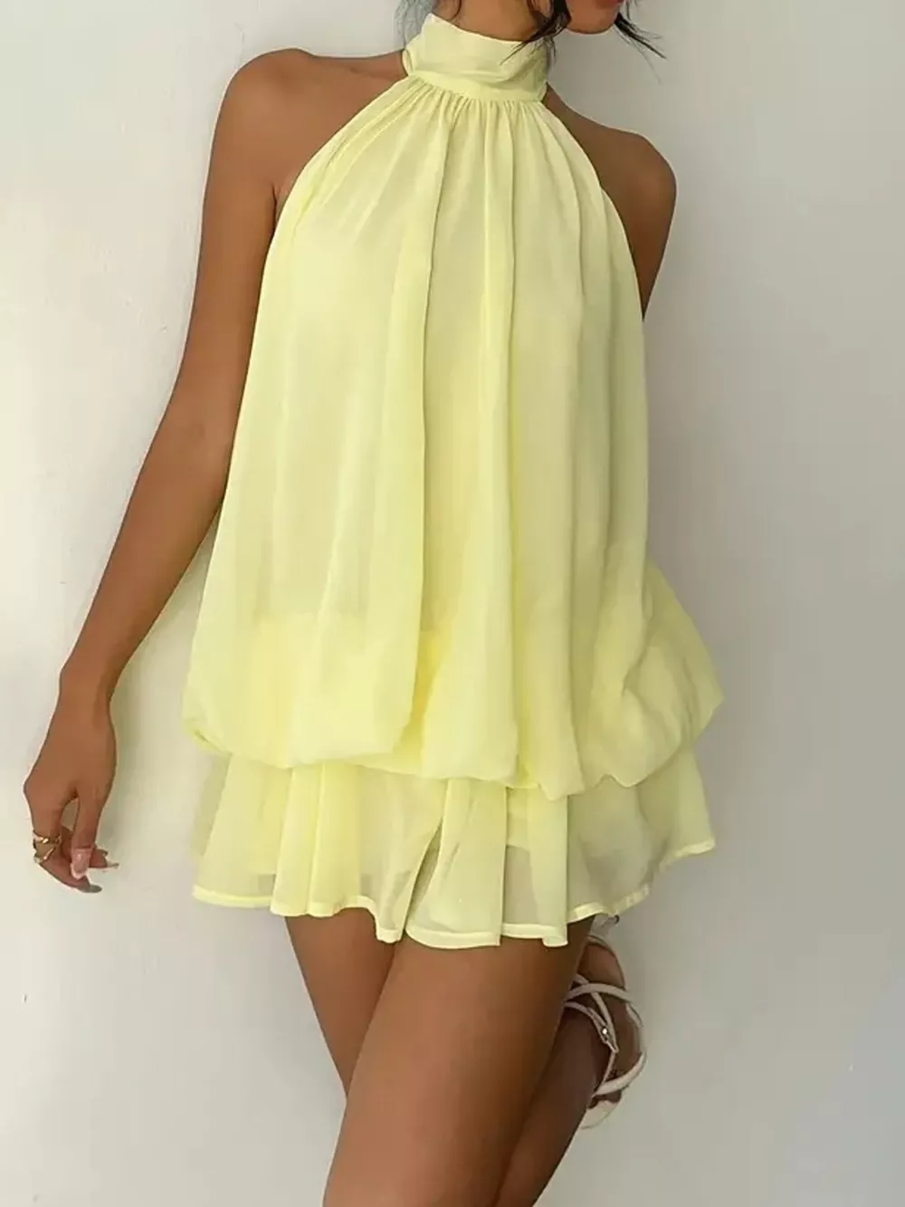 Halter Neck Ruched Mini Dress, image 5